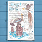 Pelican Bird Facts Tea Towel – Coastal Wildlife Decor