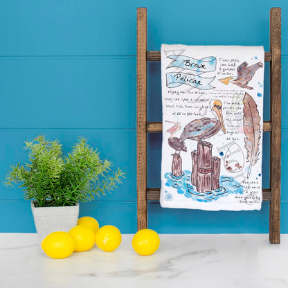 Pelican Bird Facts Tea Towel – Coastal Wildlife Decor
