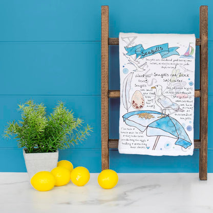 Seagull Bird Facts Tea Towel – Beach Watcher Decor