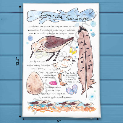 Sandpiper Bird Facts Tea Towel – Shoreline Decor