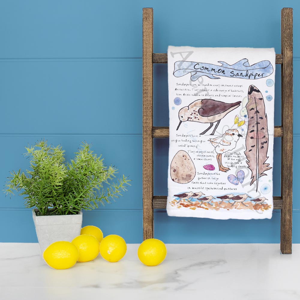 Sandpiper Bird Facts Tea Towel – Shoreline Decor