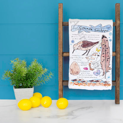 Sandpiper Bird Facts Tea Towel – Shoreline Decor