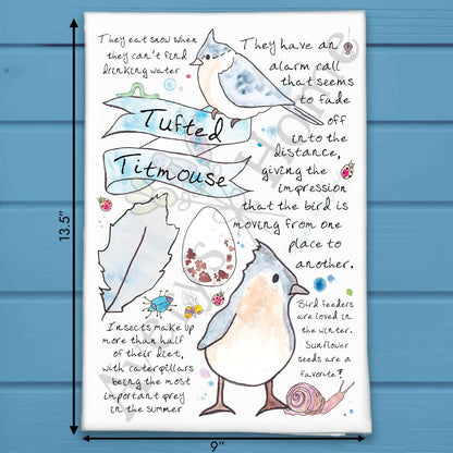 Tufted Titmouse Bird Facts Tea Towel – Garden Gift
