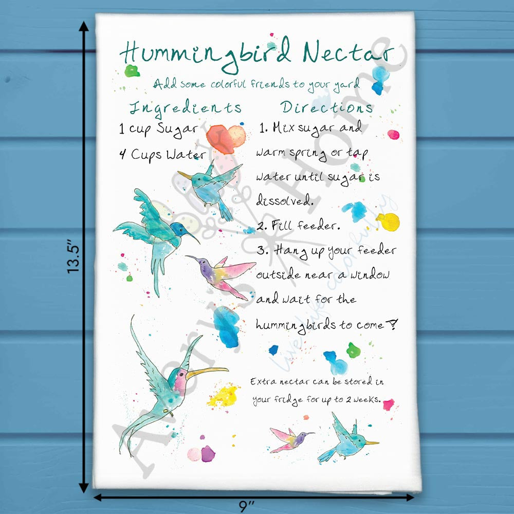 Hummingbird Nectar Recipe Tea Towel – Sweet Garden Tip