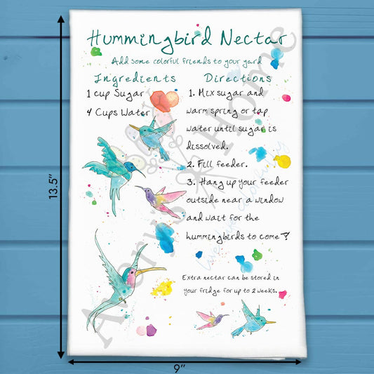 Hummingbird Nectar Recipe Tea Towel – Sweet Garden Tip