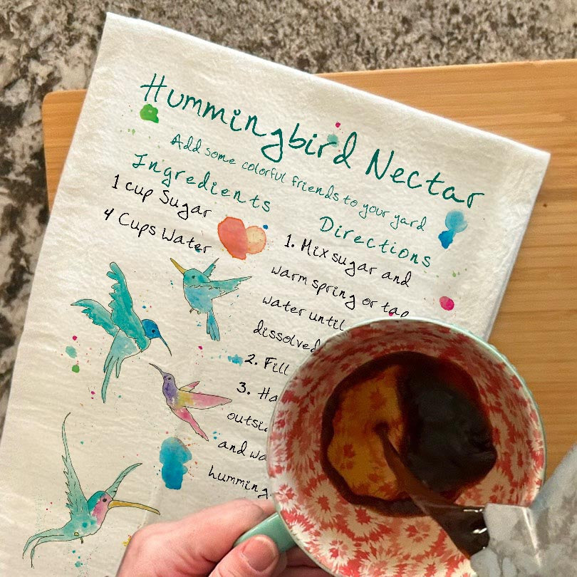 Hummingbird Nectar Recipe Tea Towel – Sweet Garden Tip