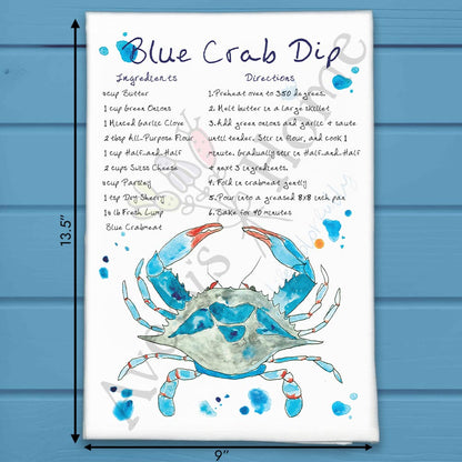 Blue Crab Dip Recipe Tea Towel – Creamy Ocean Flavor