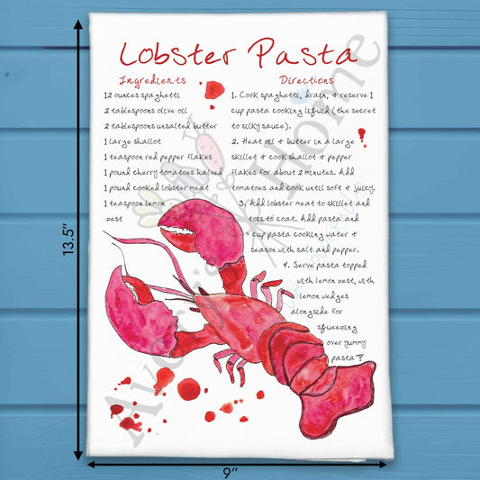 Lobster Pasta Recipe Tea Towel – Rich Seaside Comfort