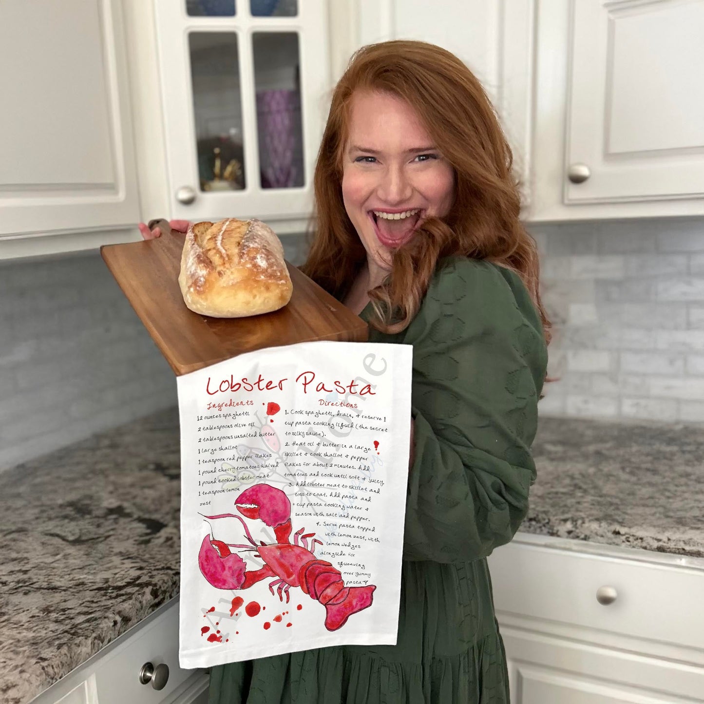 Lobster Pasta Recipe Tea Towel – Rich Seaside Comfort