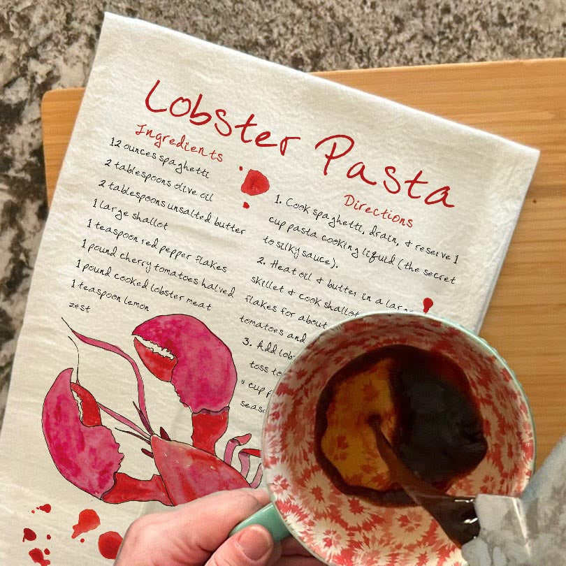Lobster Pasta Recipe Tea Towel – Rich Seaside Comfort