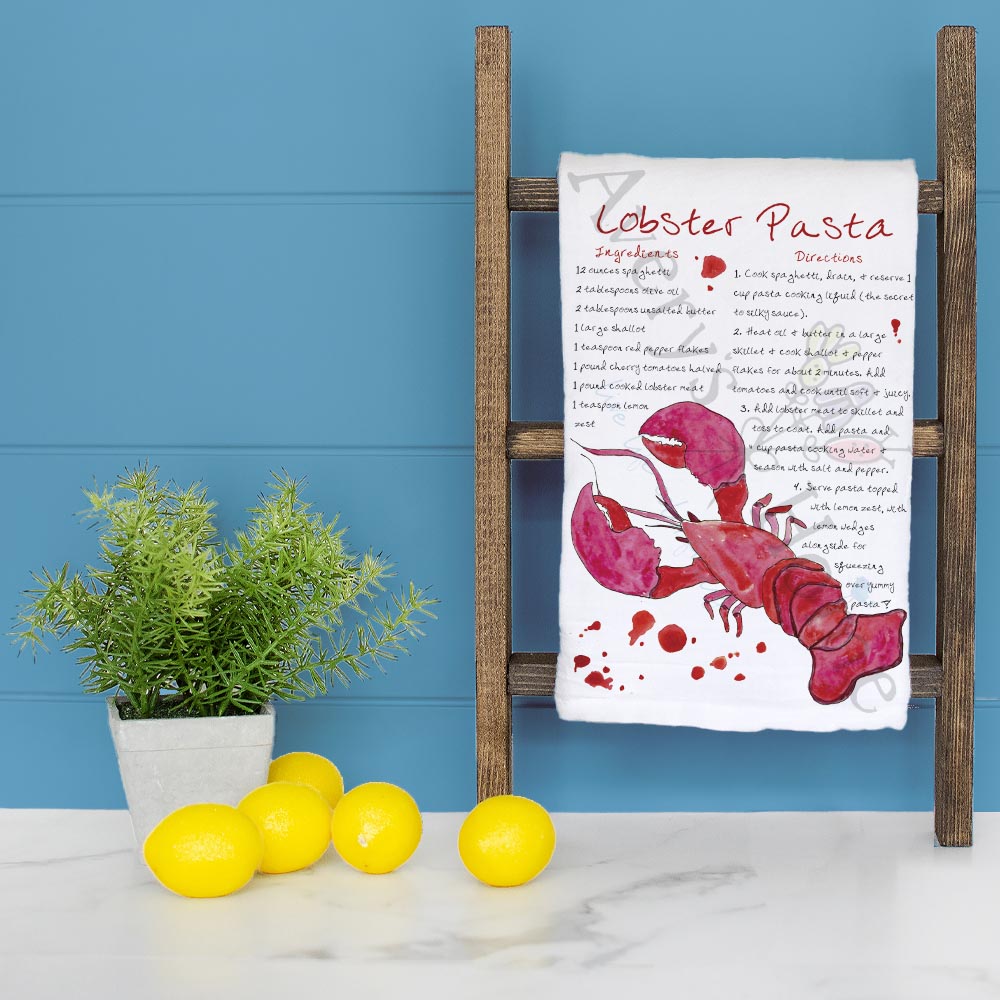 Lobster Pasta Recipe Tea Towel – Rich Seaside Comfort