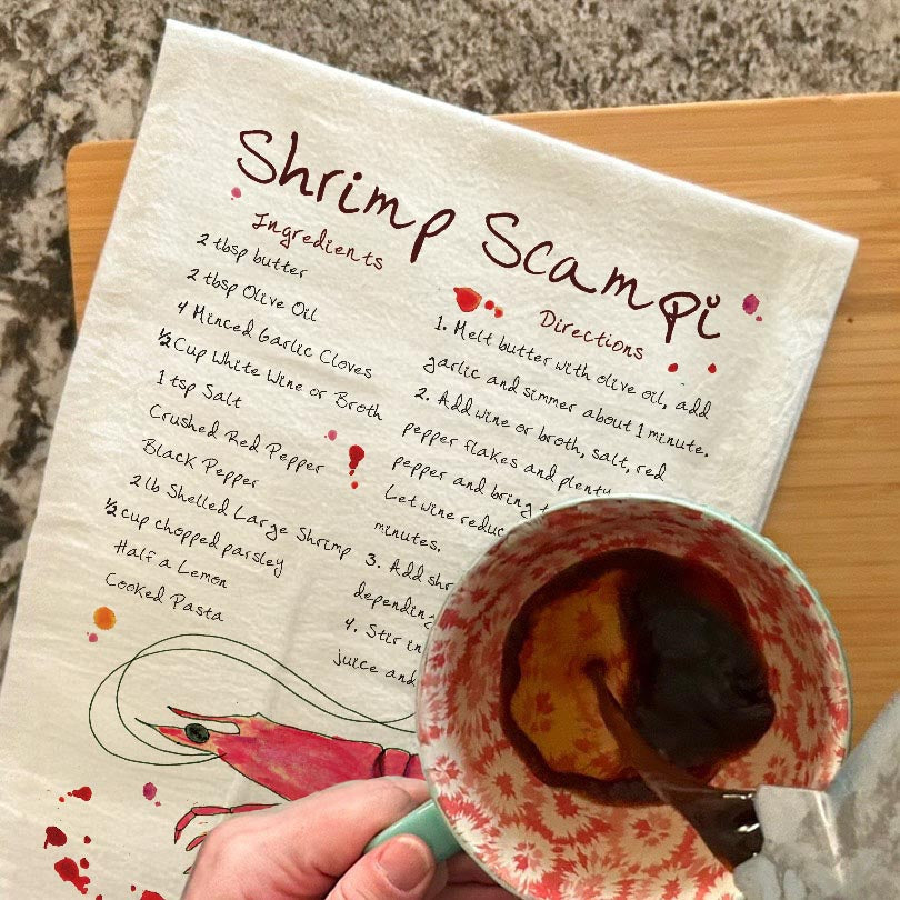 Shrimp Scampi Recipe Tea Towel – Garlic Lemon Dream