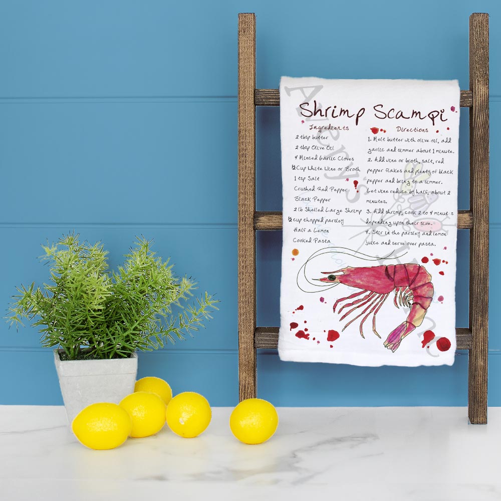 Shrimp Scampi Recipe Tea Towel – Garlic Lemon Dream