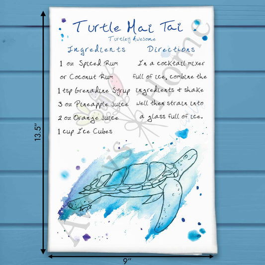 Turtle Mai Tai Recipe Tea Towel – Tropical Vibes