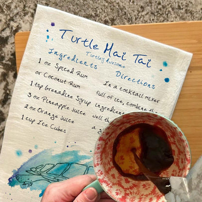 Turtle Mai Tai Recipe Tea Towel – Tropical Vibes