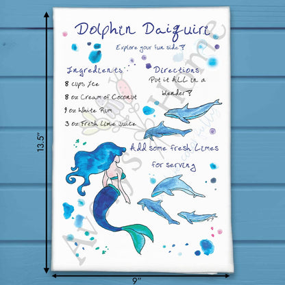 Dolphin Daiquiri Recipe Tea Towel – Splashy Summer Treat