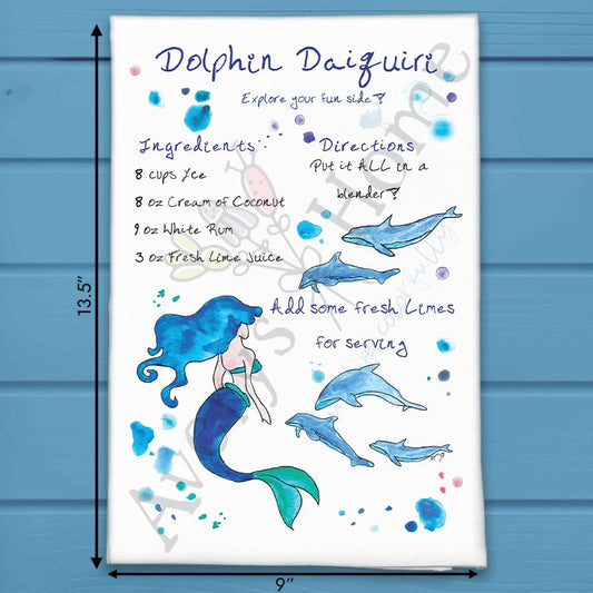 Dolphin Daiquiri Recipe Tea Towel – Splashy Summer Treat