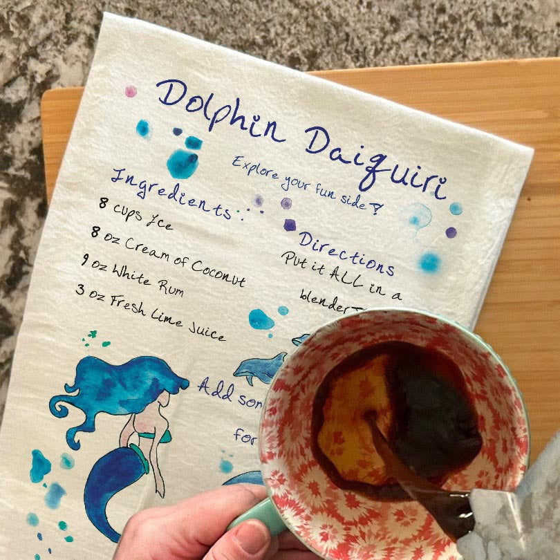 Dolphin Daiquiri Recipe Tea Towel – Splashy Summer Treat