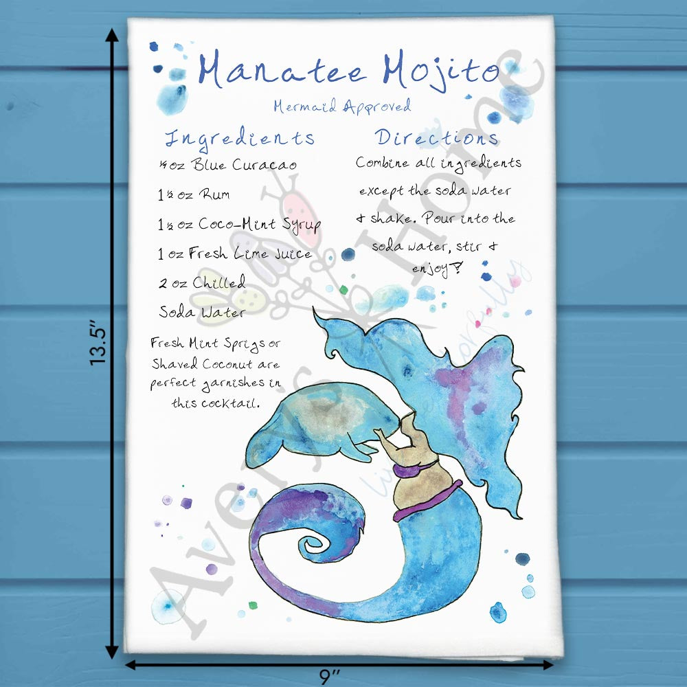 Manatee Mojito Recipe Tea Towel – Minty Refreshment