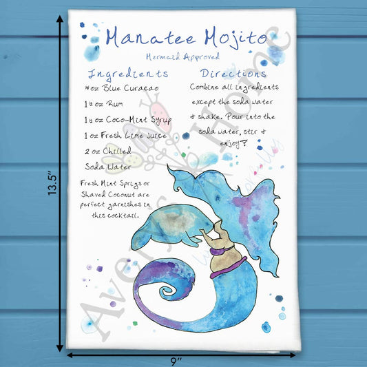 Manatee Mojito Recipe Tea Towel – Minty Refreshment
