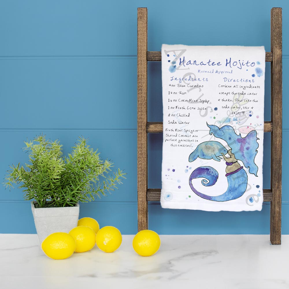 Manatee Mojito Recipe Tea Towel – Minty Refreshment