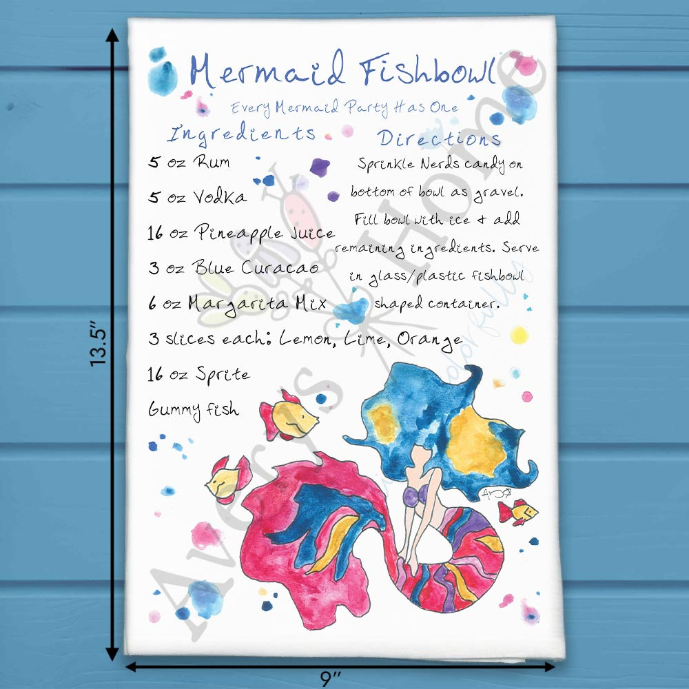 Mermaid Fishbowl Recipe Tea Towel – Ocean Punch Fun