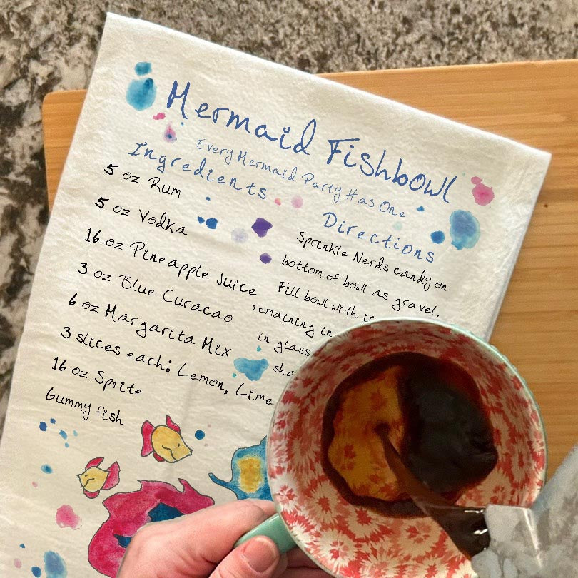 Mermaid Fishbowl Recipe Tea Towel – Ocean Punch Fun