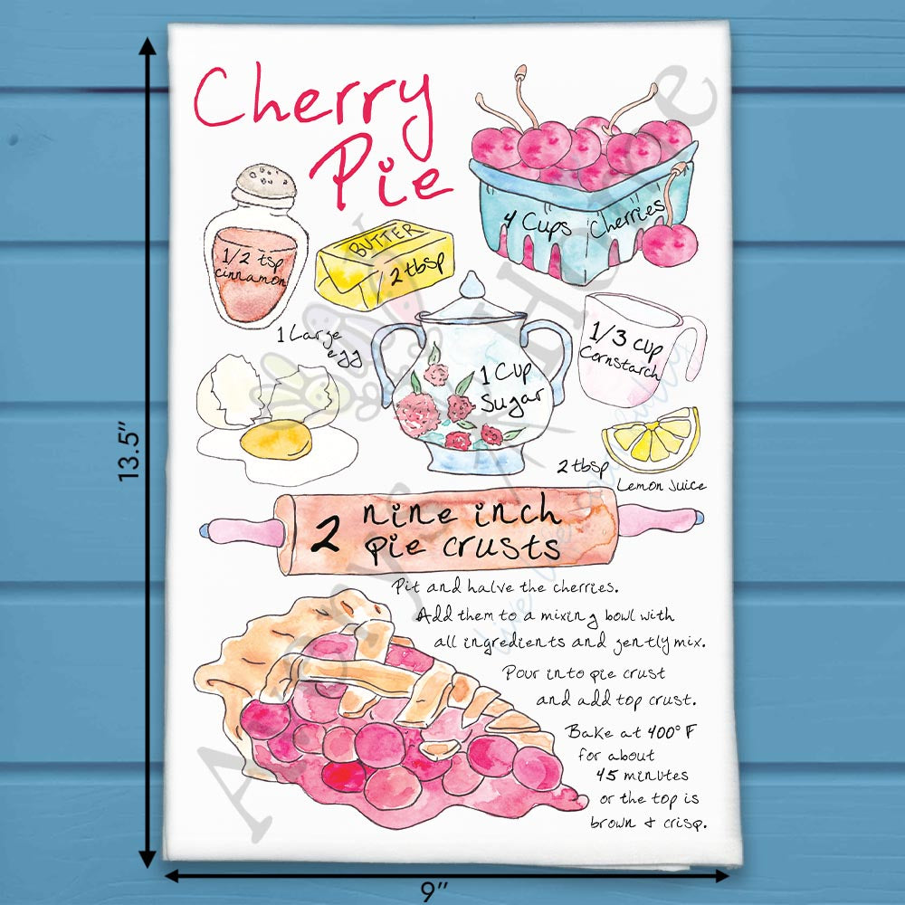 Cherry Pie Recipe Tea Towel – Just Like Grandma’s