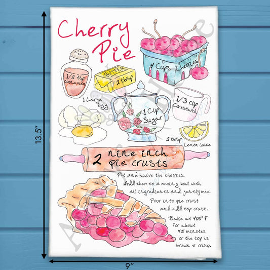 Cherry Pie Recipe Tea Towel – Just Like Grandma’s