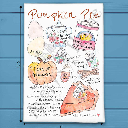 Pumpkin Pie Recipe Tea Towel – Spiced Fall Favorite