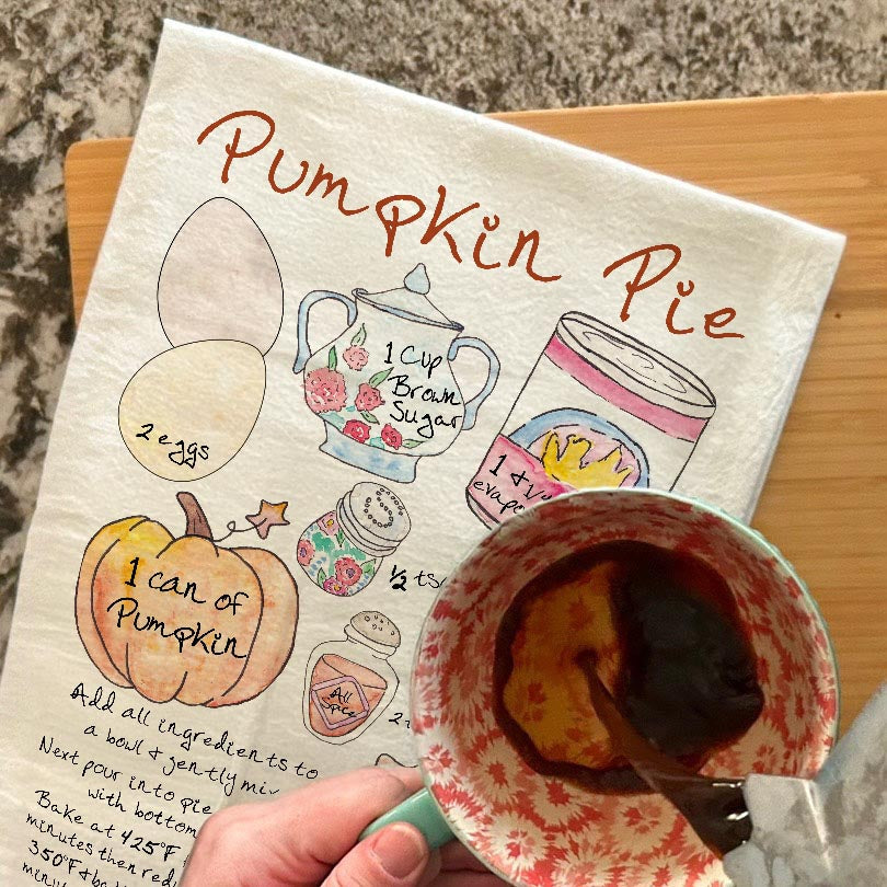 Pumpkin Pie Recipe Tea Towel – Spiced Fall Favorite