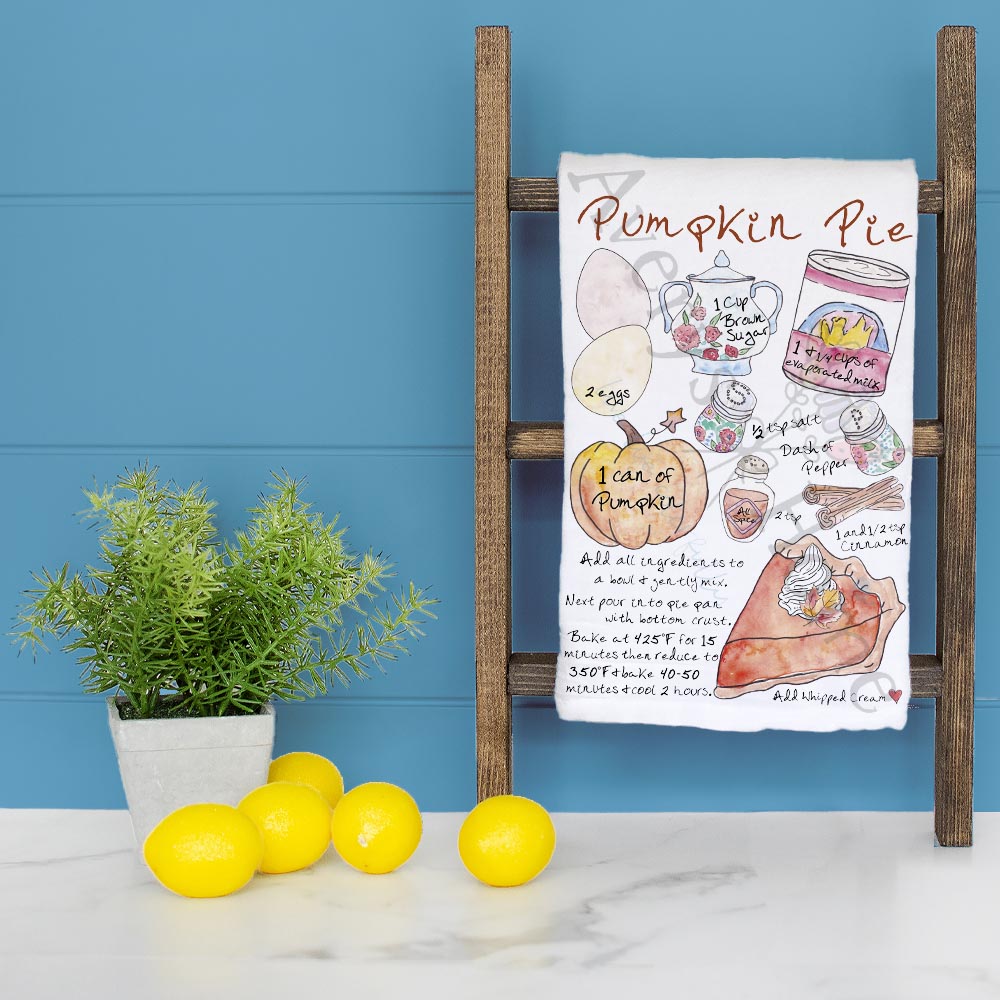 Pumpkin Pie Recipe Tea Towel – Spiced Fall Favorite