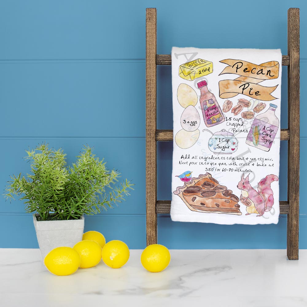 Pecan Pie Recipe Tea Towel – Southern Holiday Sweet