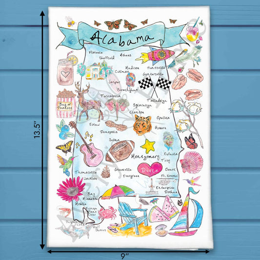 Alabama State Map Tea Towel – Yellowhammer Pride