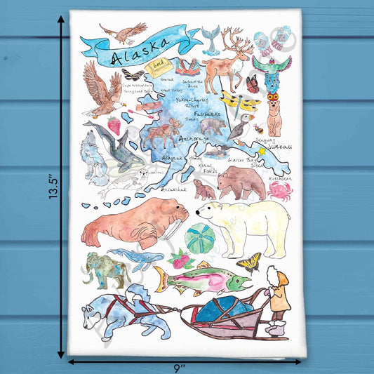 Alaska State Map Tea Towel – The Last Frontier Decor