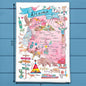 Arizona State Map Tea Towel – Saguaro & Sunset Vibes