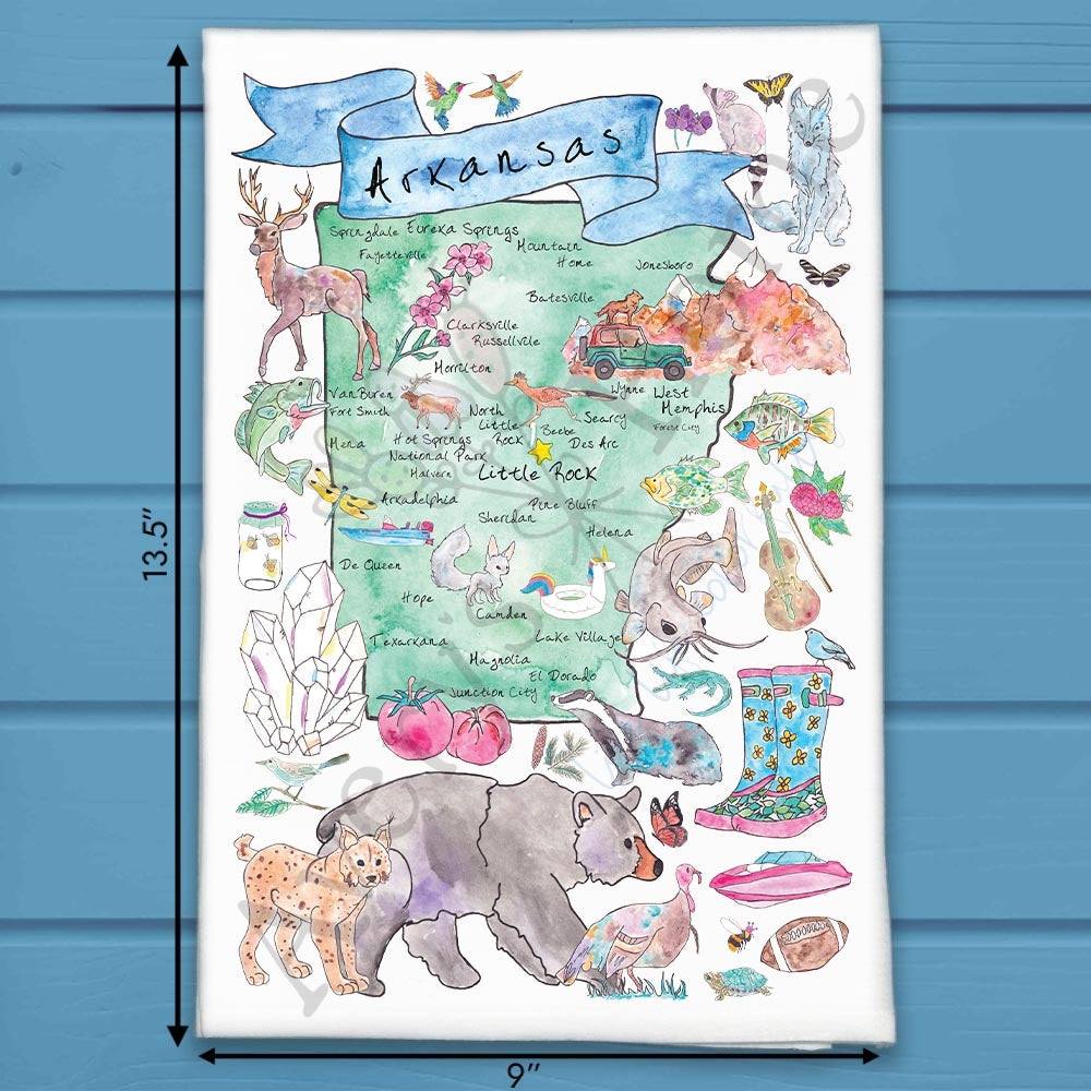 Arkansas State Map Tea Towel – Natural State Accent