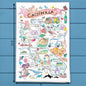 California Map Tea Towel – Beaches, Mountains & Magic