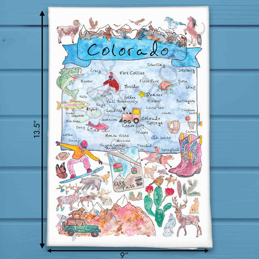 Colorado Ski & Hike Map Tea Towel – Rocky Mountain Love