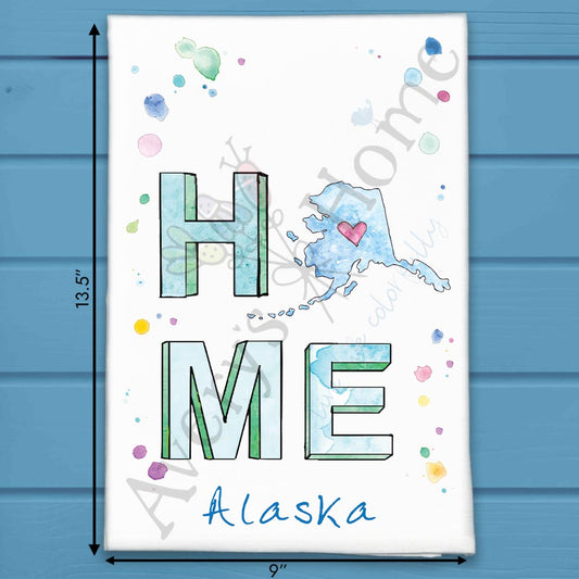 HOME in Alaska Tea Towel