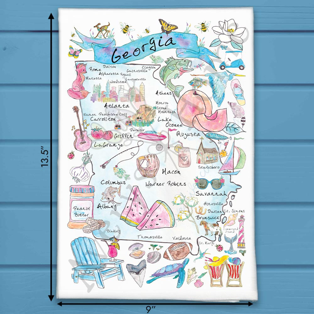Georgia State Map Tea Towel – Peaches & Pride