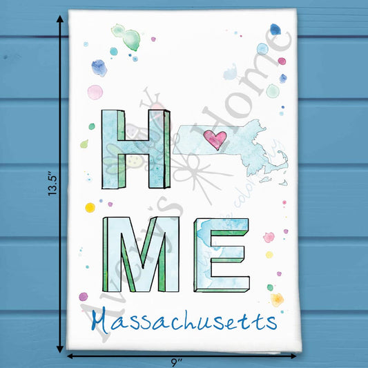 HOME in Massachusetts Tea Towel