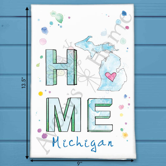 HOME in Michigan Tea Towel