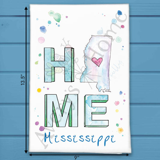 HOME in Mississippi Tea Towel