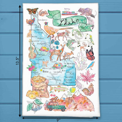 Idaho State Map Tea Towel – Potatoes, Peaks & Pines