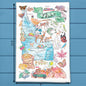 Idaho State Map Tea Towel – Potatoes, Peaks & Pines