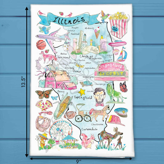 Illinois State Map Tea Towel – Windy City Edition