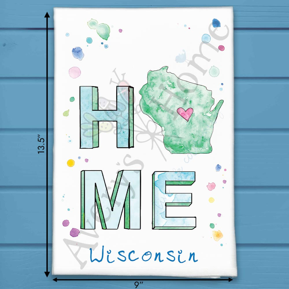 HOME in Wisconsin Tea Towel