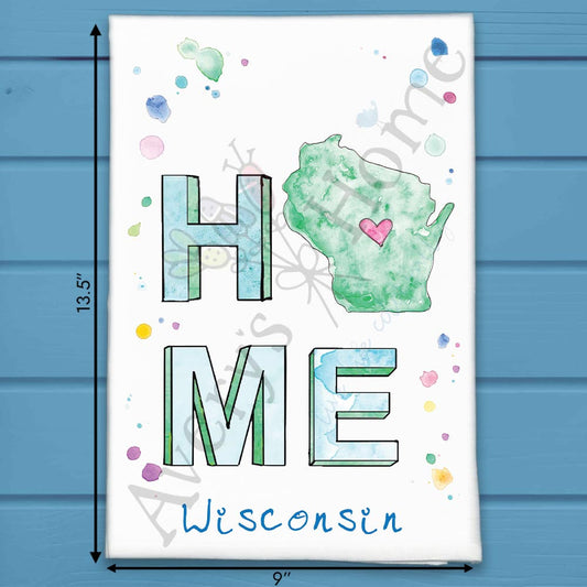 HOME in Wisconsin Tea Towel