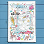 Indiana State Map Tea Towel